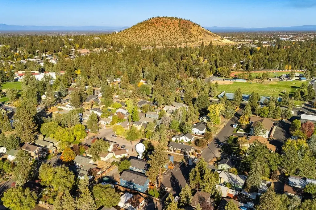 Areal image of pilot butte in bend Oregon